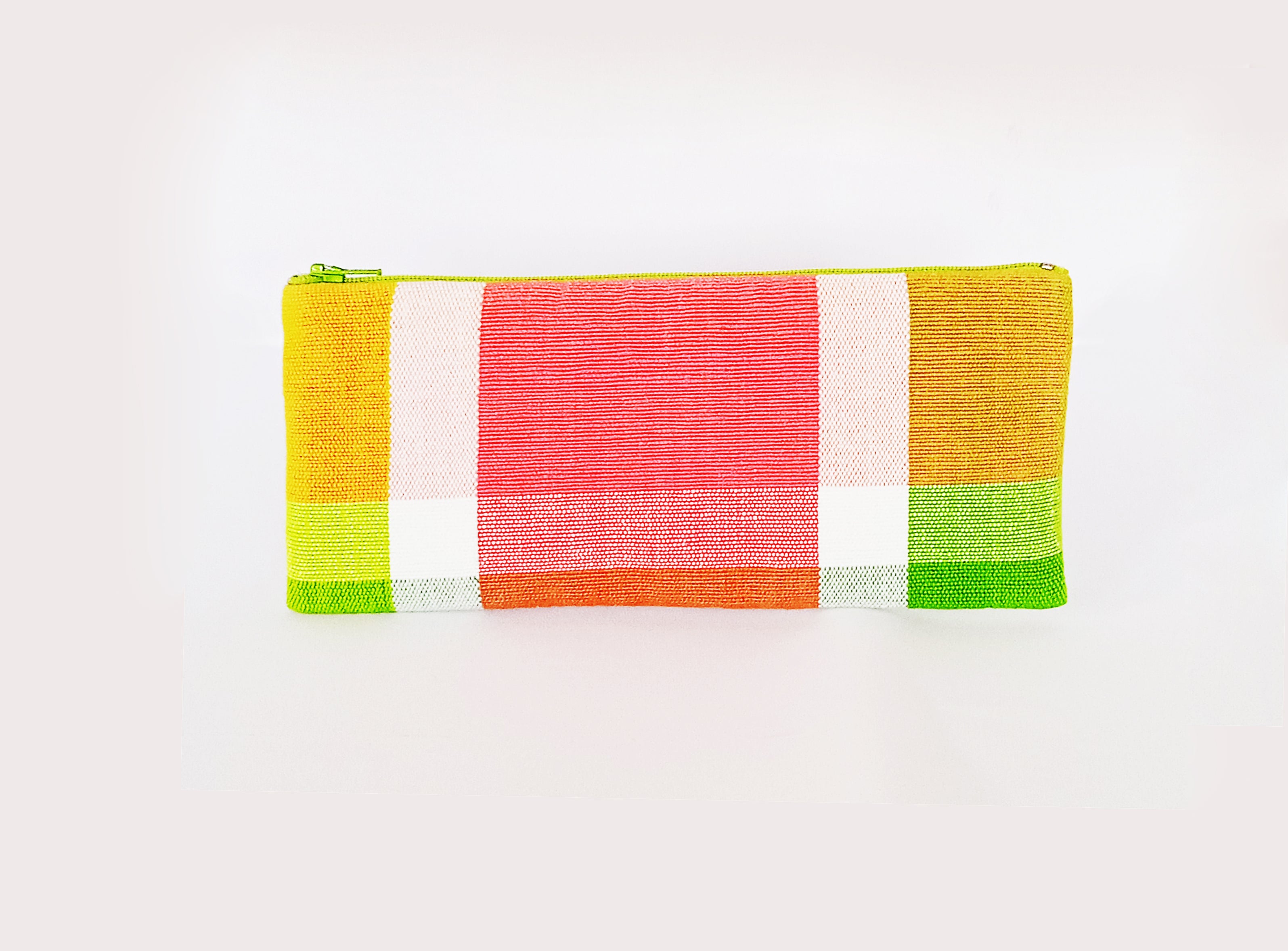 Pencil Case Handloom Green/Red and Orange A0321