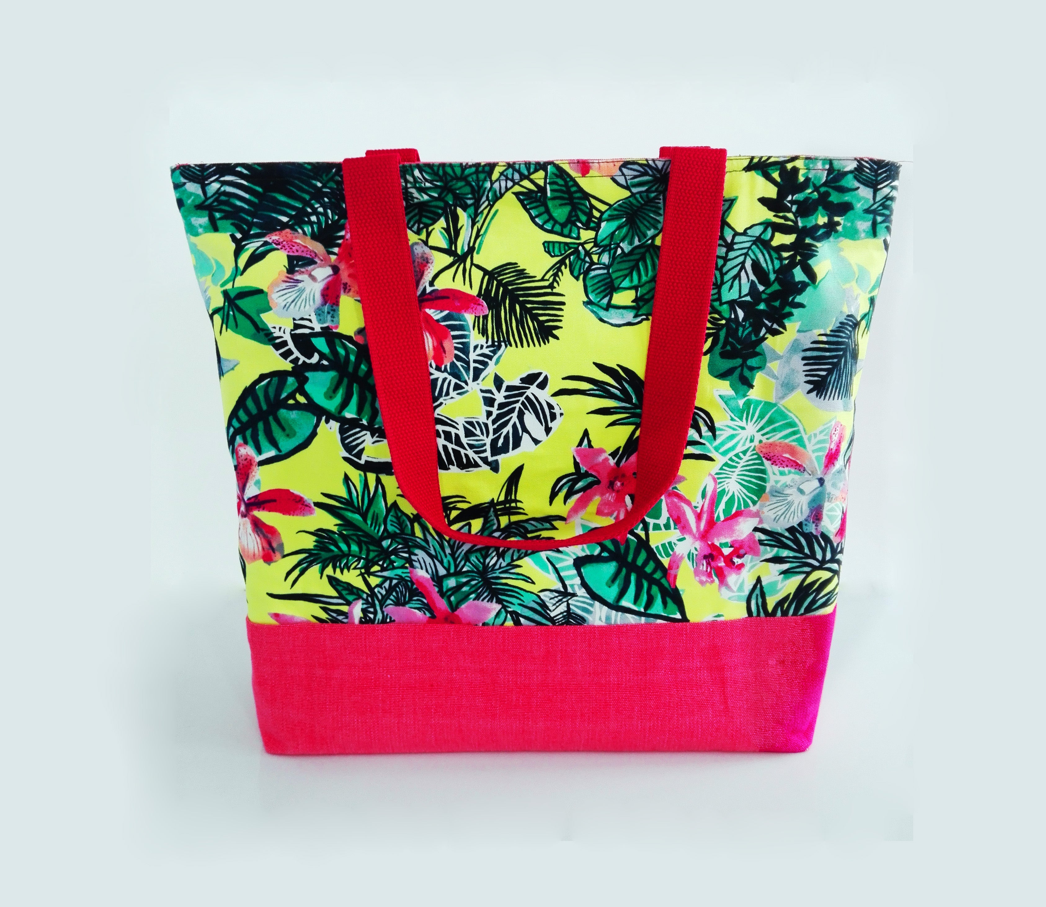 ToteBag premium Large Floral Pink and Yellow A0205