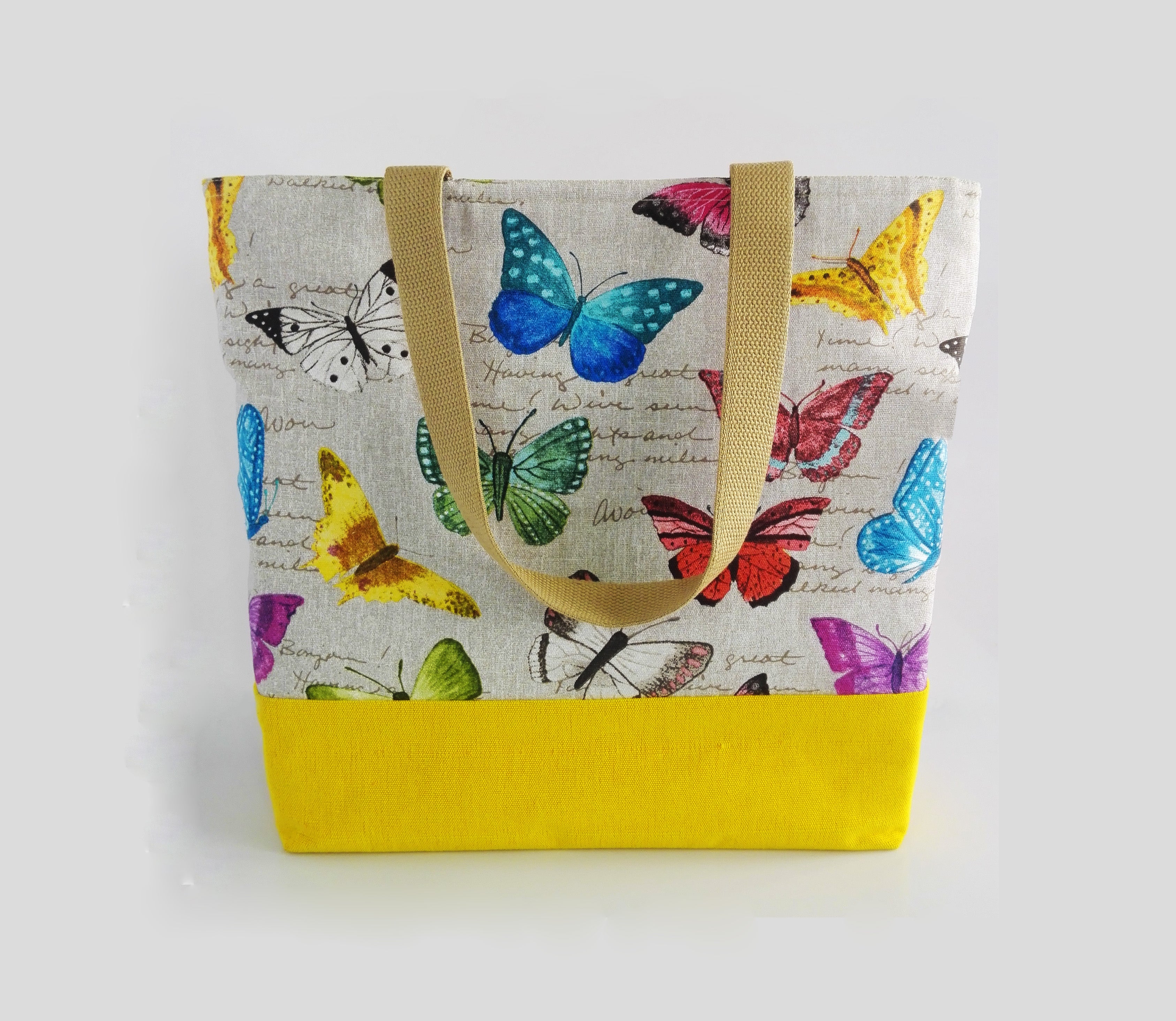 ToteBag premium Large Butterfly Yellow and off White A0210