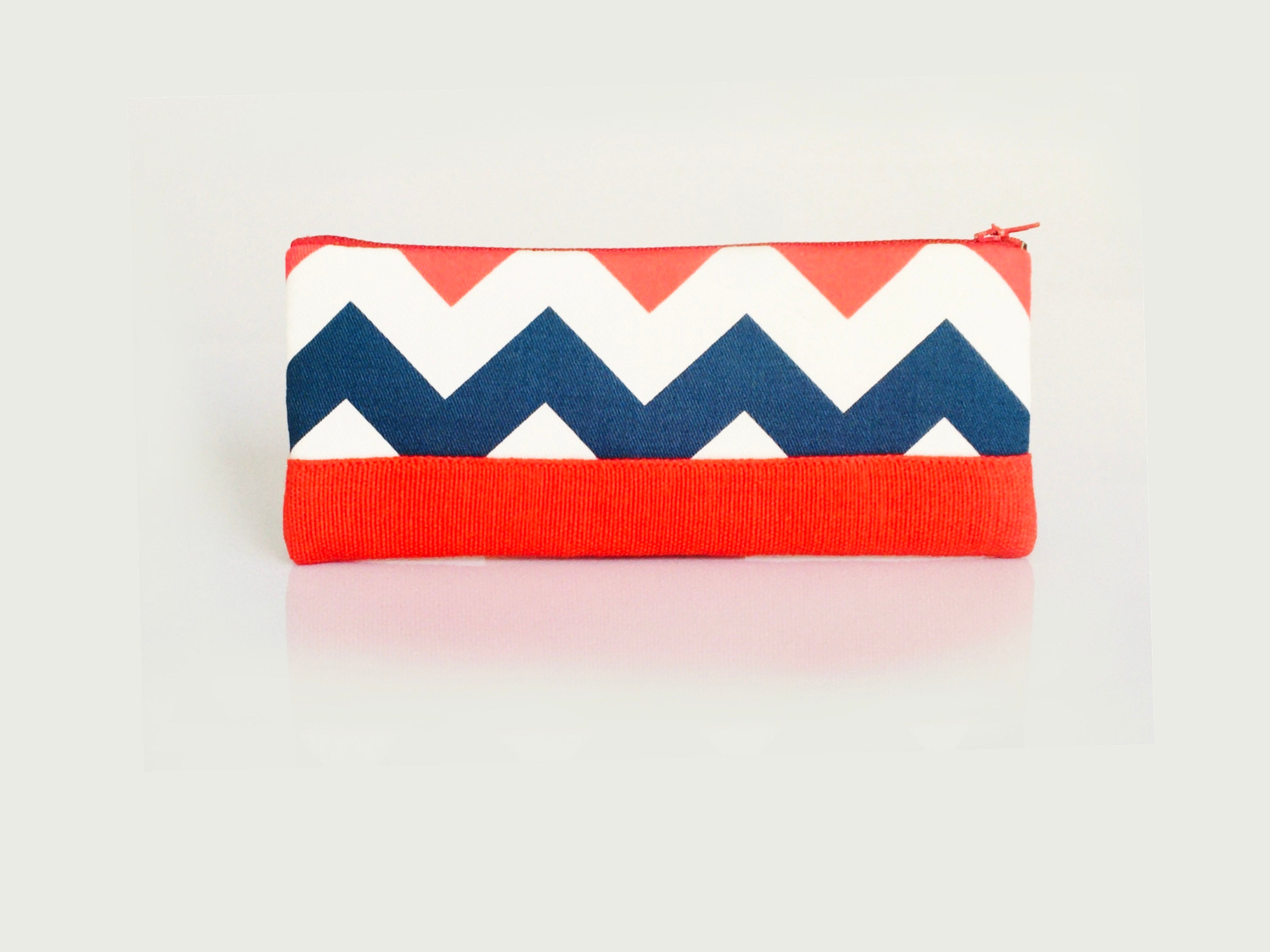 Pencil Case Small ZigZag Red/NavyBlue/White A0125