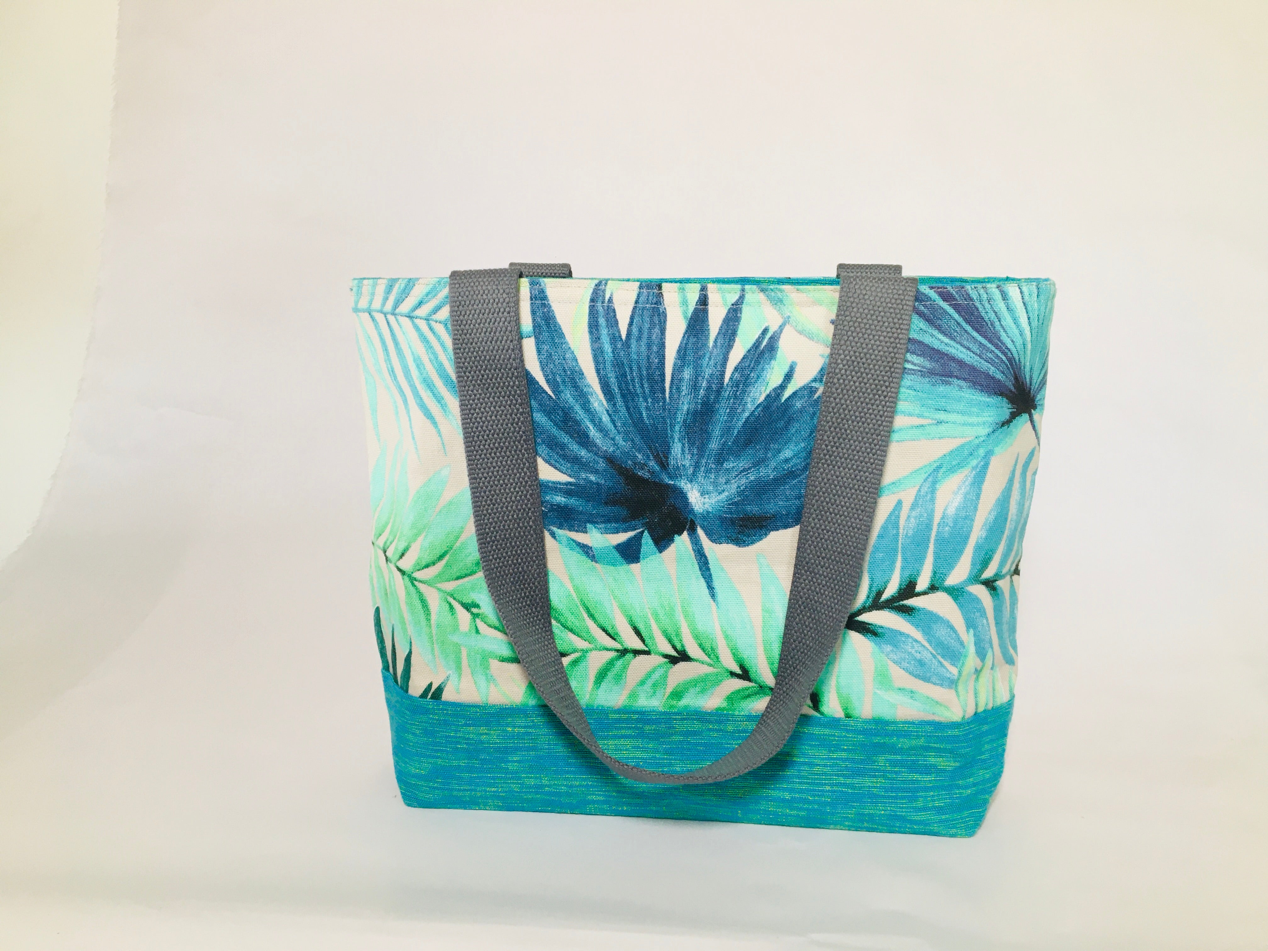 ToteBag PremiumSmall Palm Leaves Blue A0032