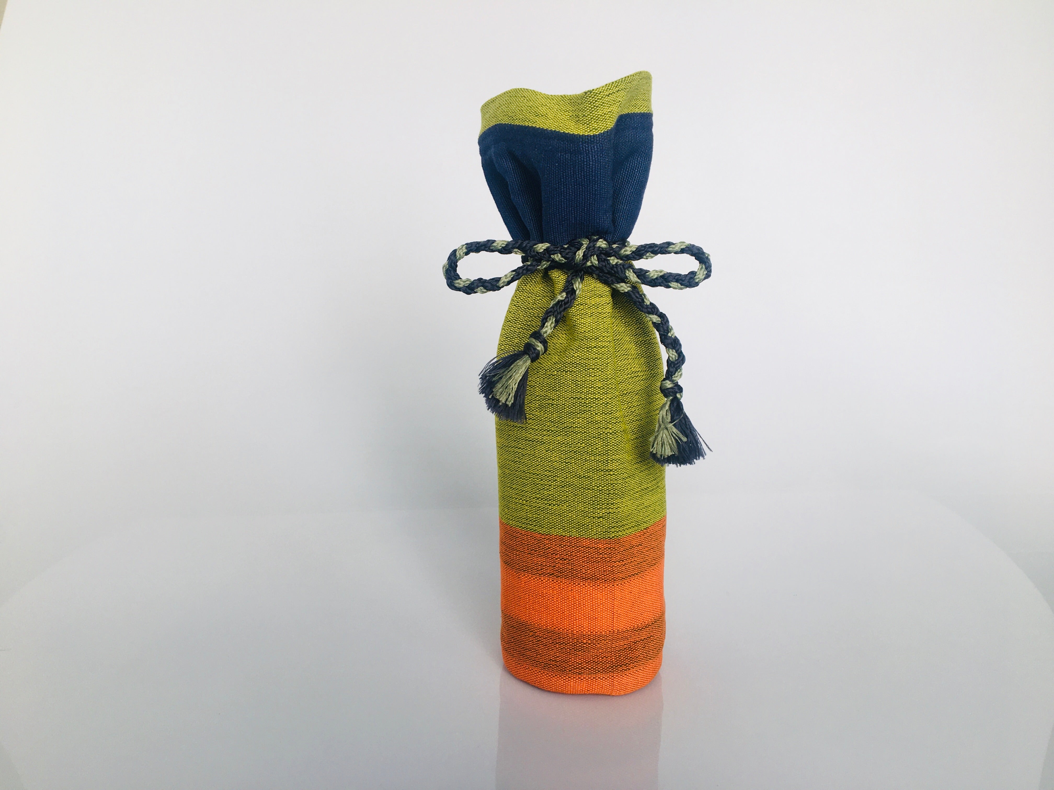 Wine Bottle Cover Hand loom Green/Orange A0083