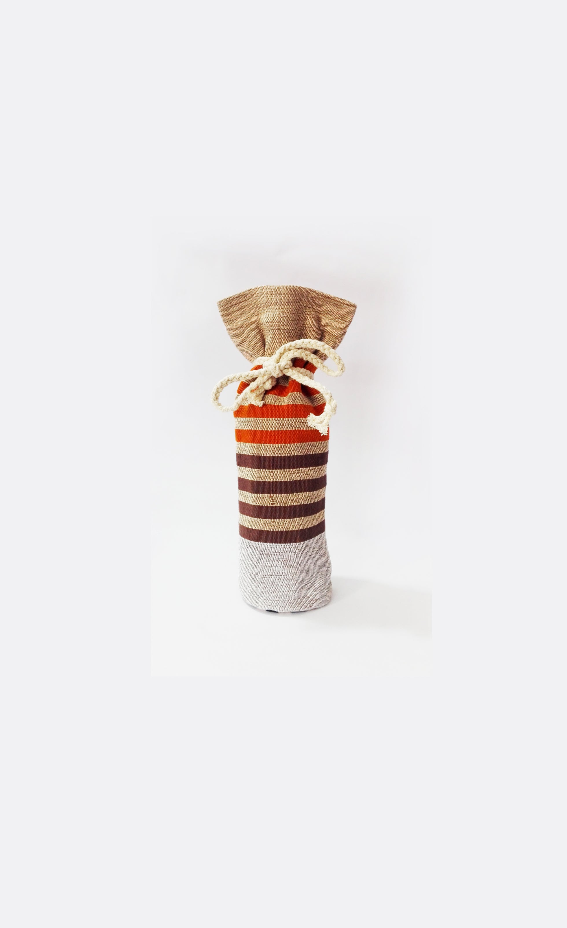 Wine Bottle Cover Handloom Strip Brown A0313