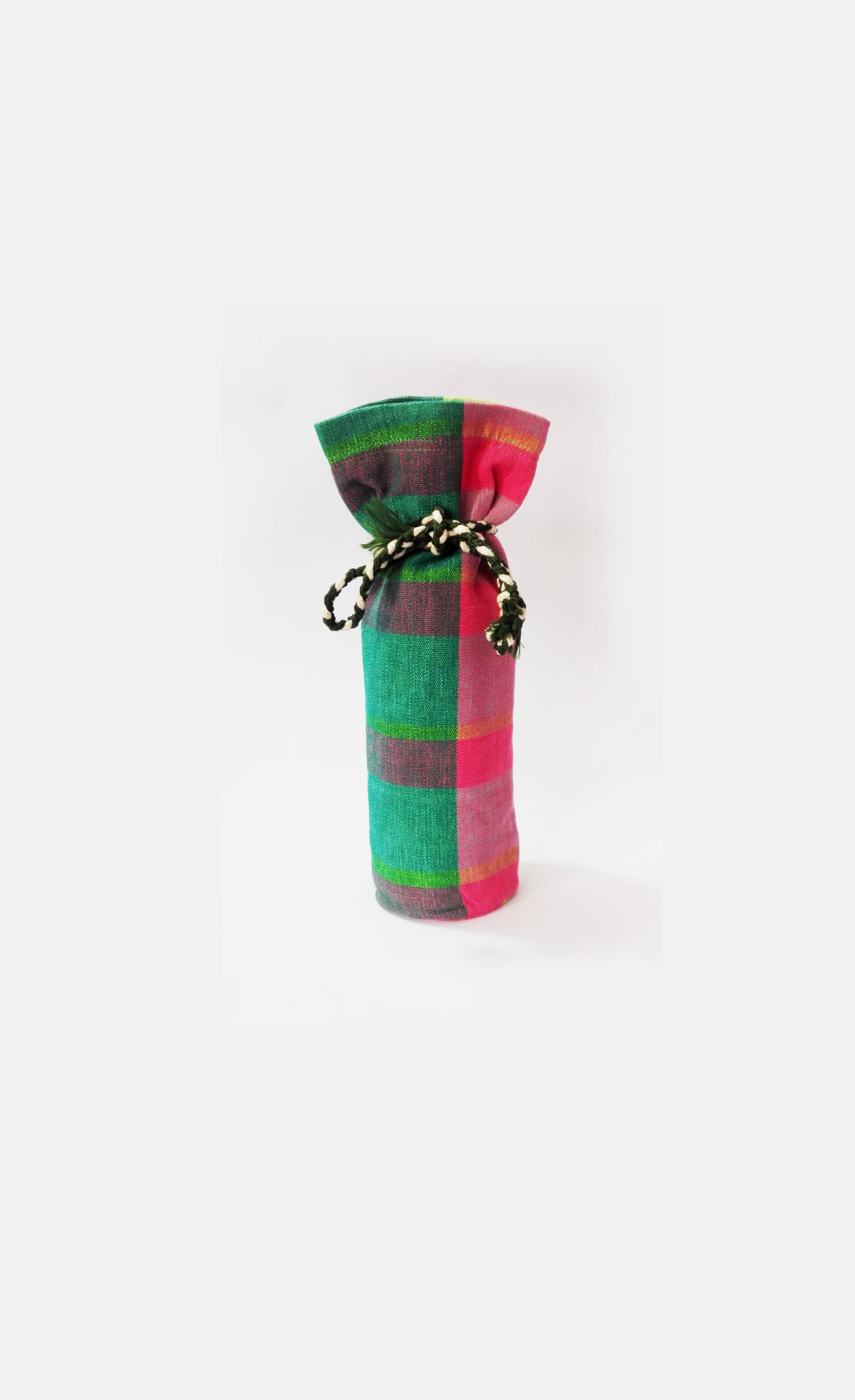 Wine Bottle Cover Handloom Pink / Green A0314